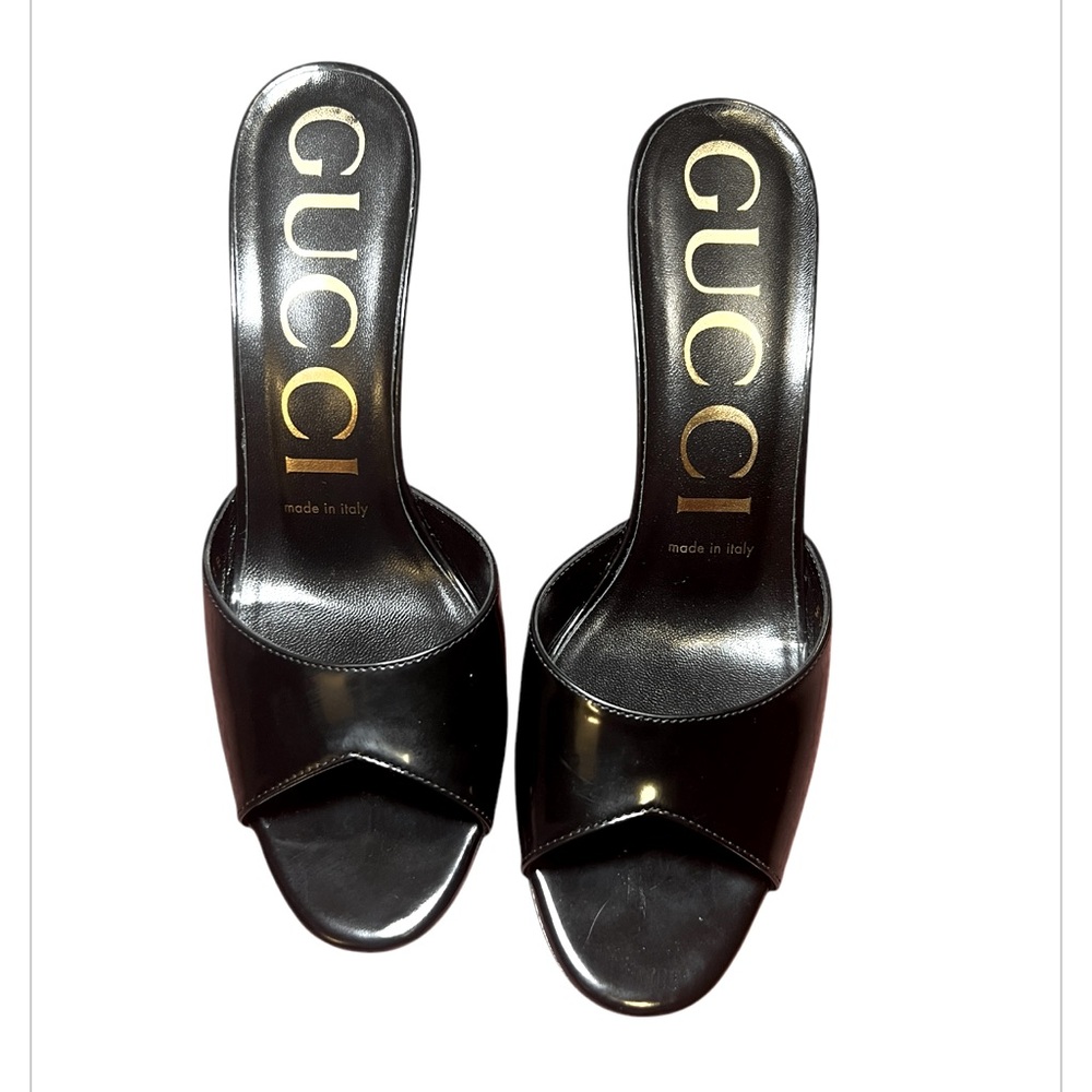 Gucci Black Women's Slide Sandals. Mules slides black patent.  Size 36.5 / 5.5 6